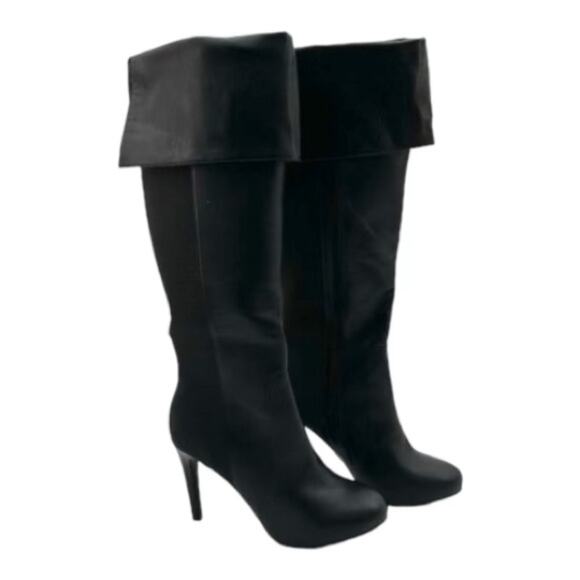 COSMOPOLITAN Black Faux Leather Over Knee High Heel Boots Shoes Size‎ 6.5 - Picture 3 of 8